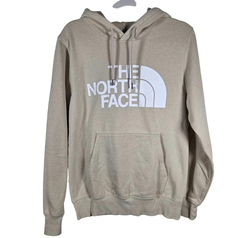 The North Face Mens Half Dome Pullover Hoodie Tan Beige Small Outdoor Sweatshirt